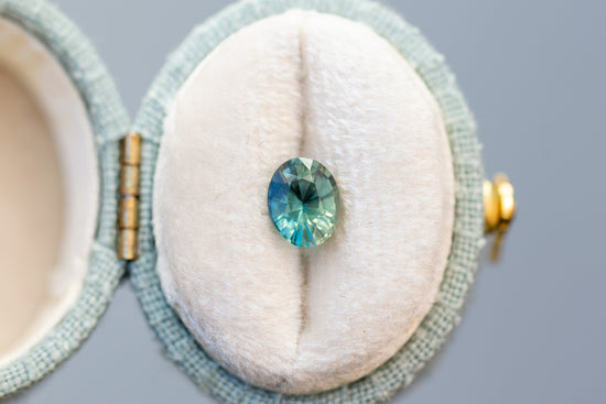 1.10ct Oval Sea Foam and Teal Sapphire