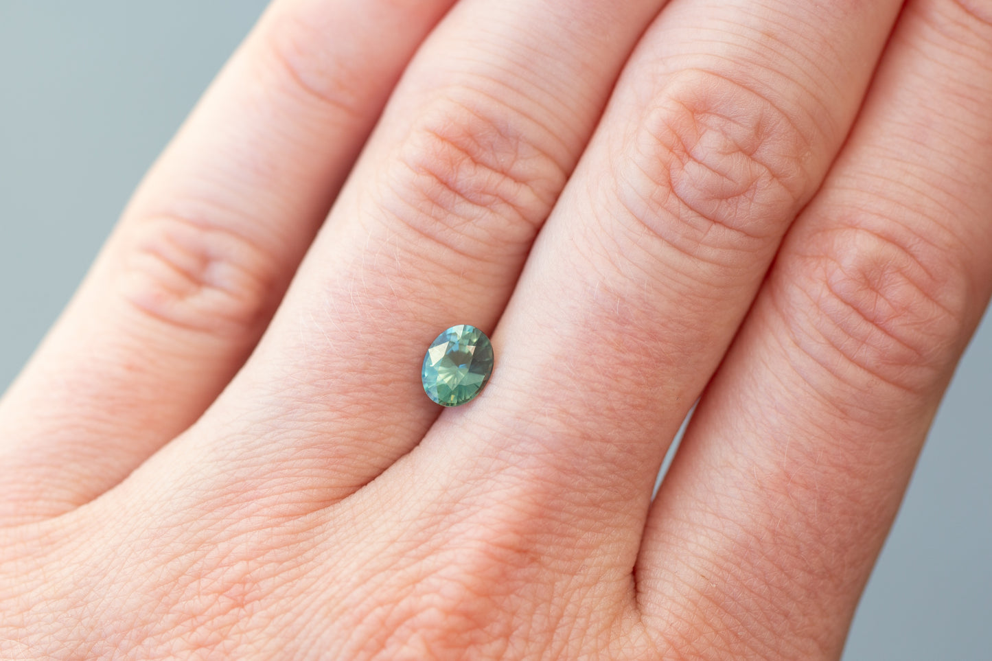 1.10ct Oval Sea Foam and Teal Sapphire