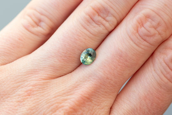 1.14ct Oval Light Green and Blue Sapphire