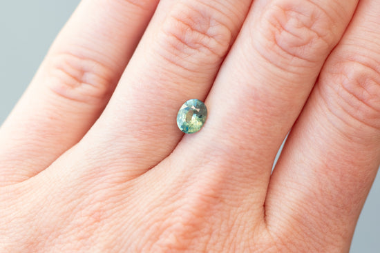 1.14ct Oval Light Green and Blue Sapphire