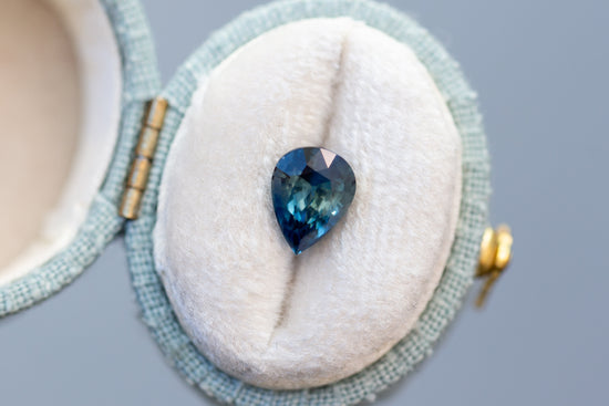 2.05ct Pear Deep Aqua Blue Sapphire