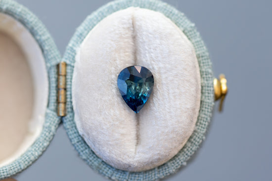 2.05ct Pear Deep Aqua Blue Sapphire