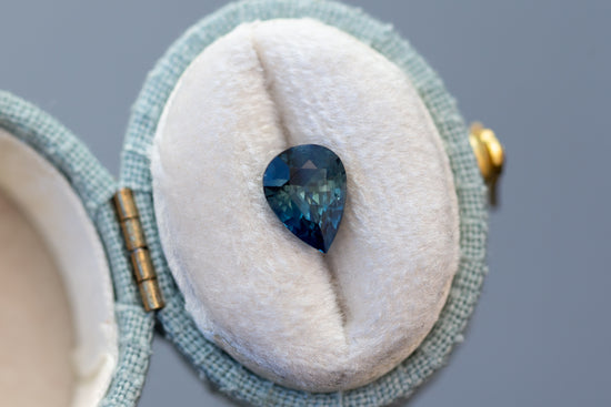 2.05ct Pear Deep Aqua Blue Sapphire