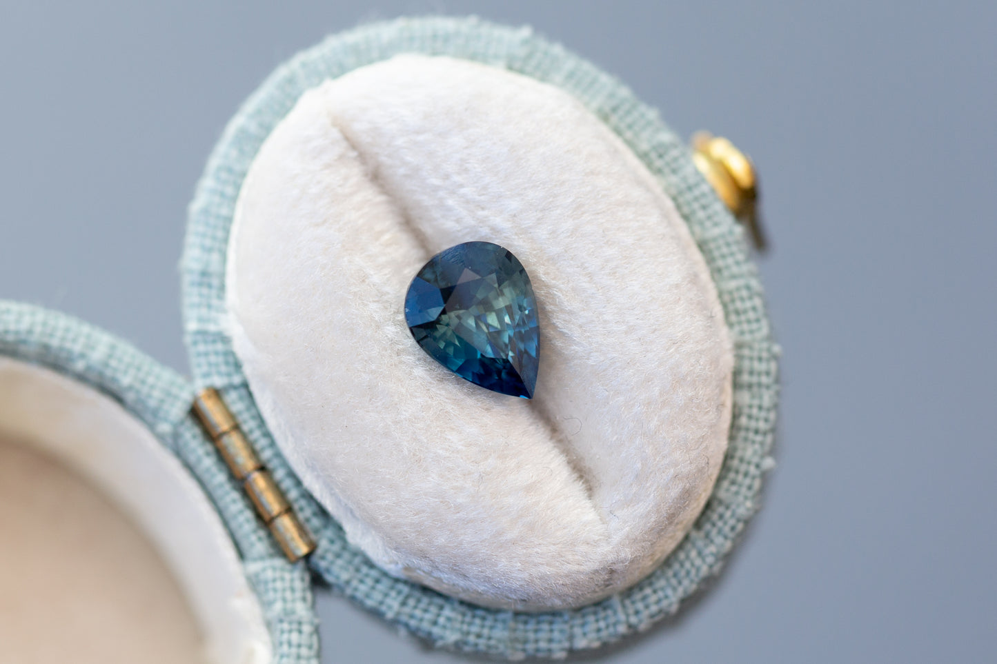 2.05ct Pear Deep Aqua Blue Sapphire