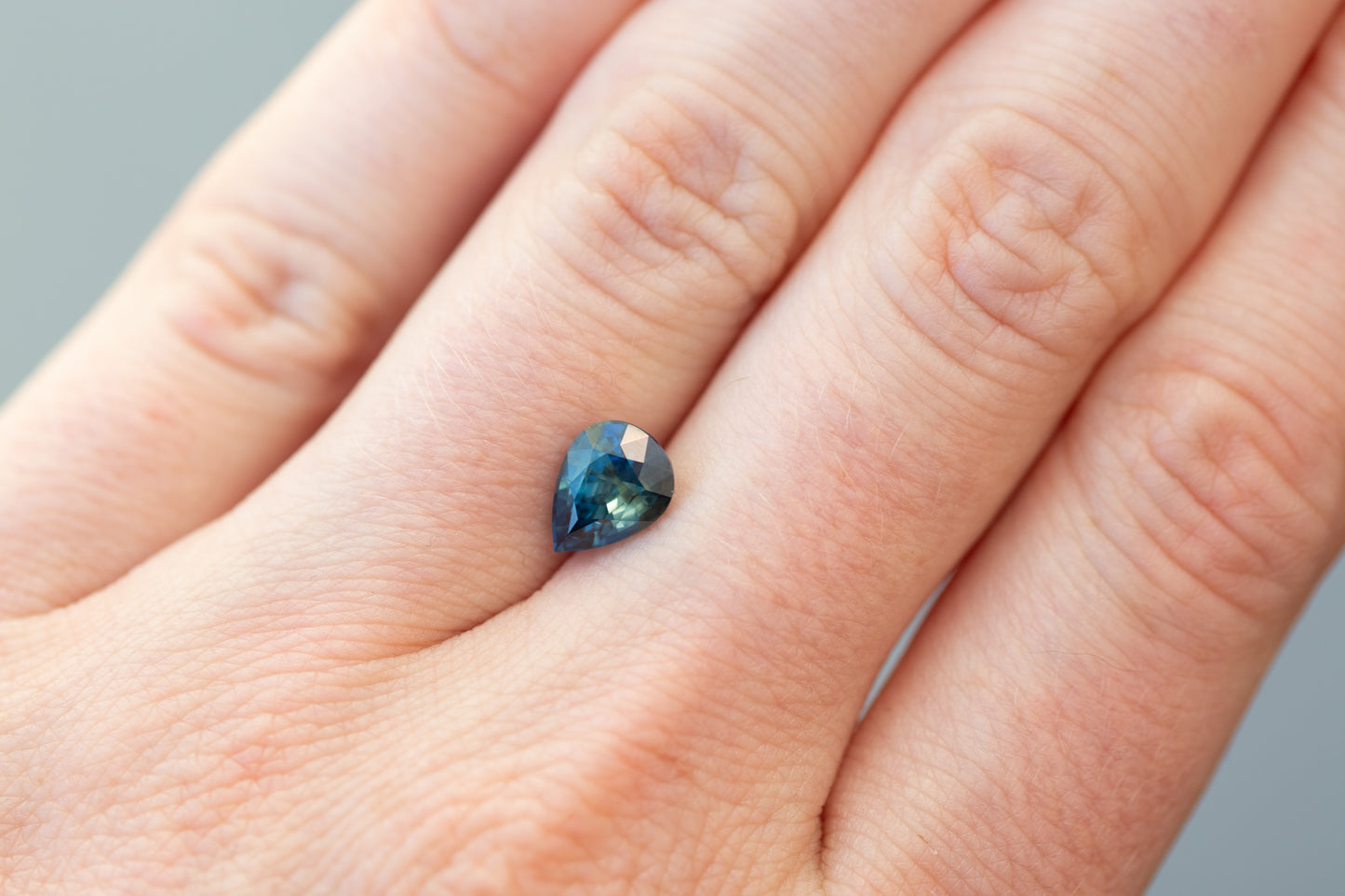 2.05ct Pear Deep Aqua Blue Sapphire