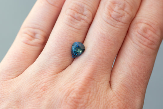 2.05ct Pear Deep Aqua Blue Sapphire