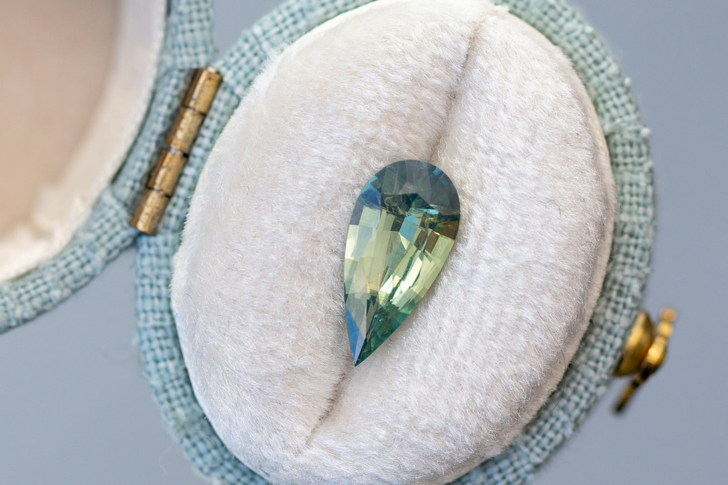 1.75ct Pear Vibrant Seafoam Green Sapphire