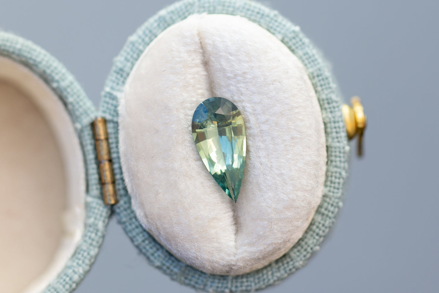 1.75ct Pear Vibrant Seafoam Green Sapphire