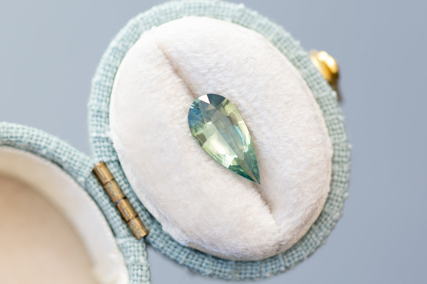 1.75ct Pear Vibrant Seafoam Green Sapphire