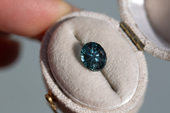2.15ct oval deep teal sapphire - Starbrite cut by John Dyer