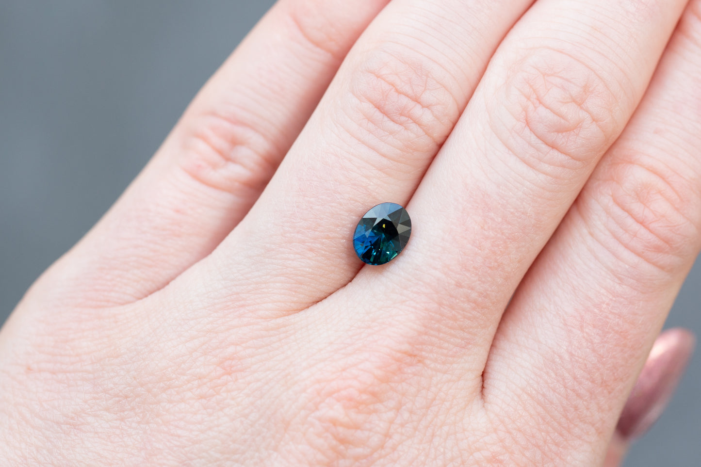 2.18ct Oval Deep Blue and Teal Sapphire