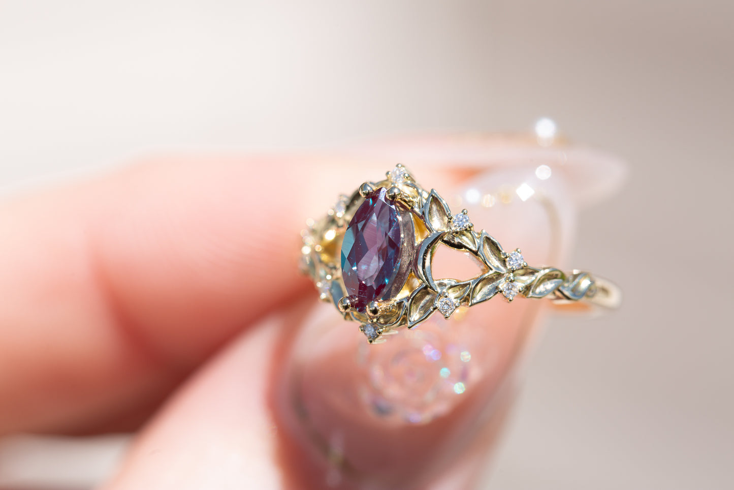 Load image into Gallery viewer, Briar moon with marquise lab alexandrite
