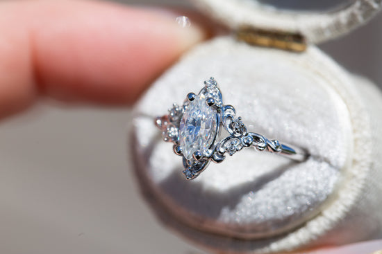 Load image into Gallery viewer, Aurora setting with marquise moissanite
