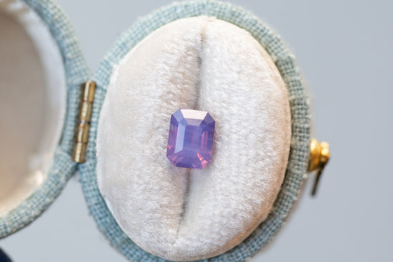 1.52ct Emerald Cut Opalescent Pinkish Purple Sapphire