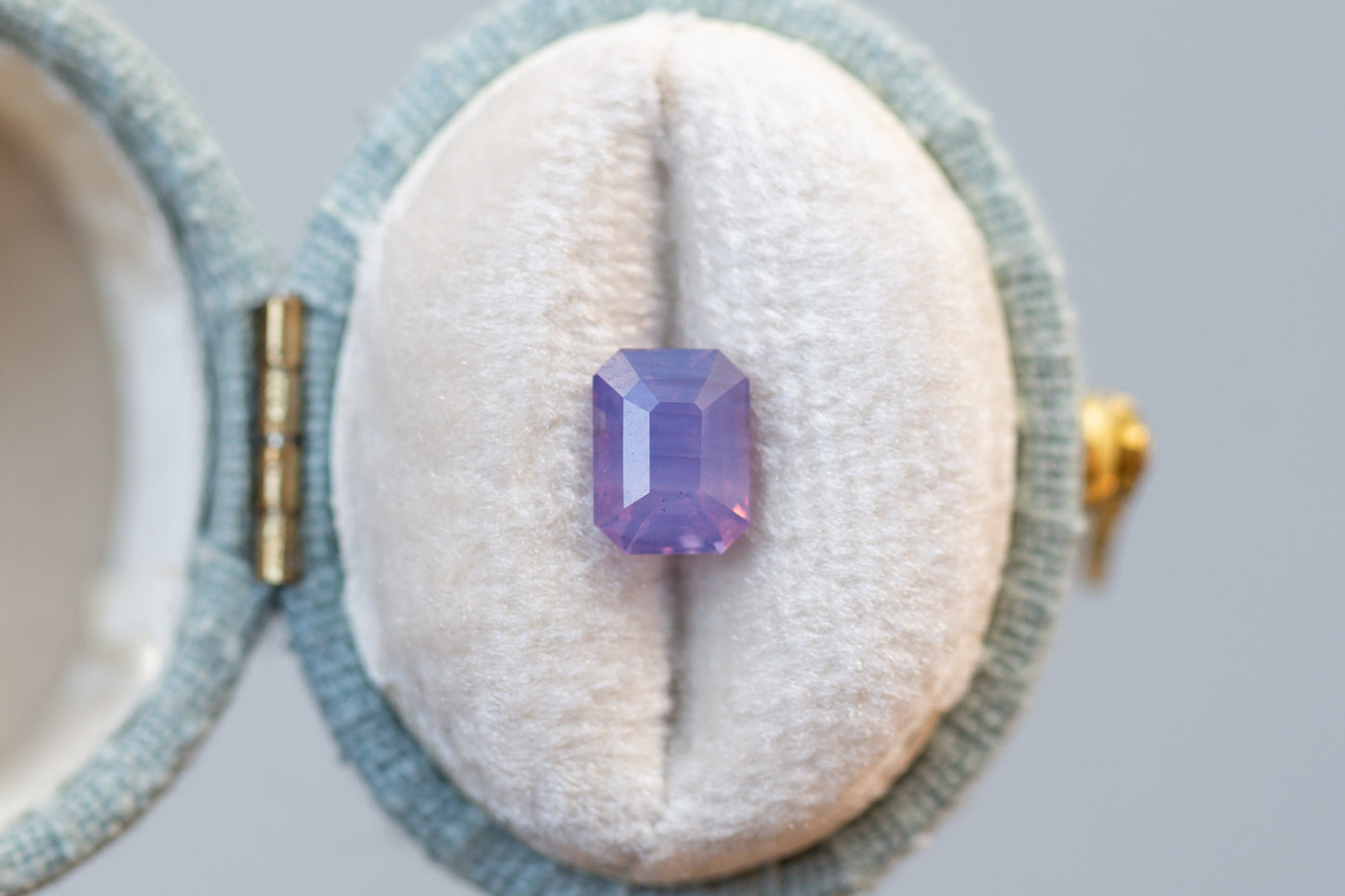 1.52ct Emerald Cut Opalescent Pinkish Purple Sapphire