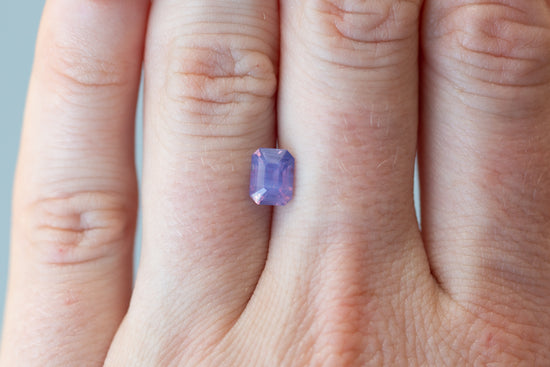 1.52ct Emerald Cut Opalescent Pinkish Purple Sapphire