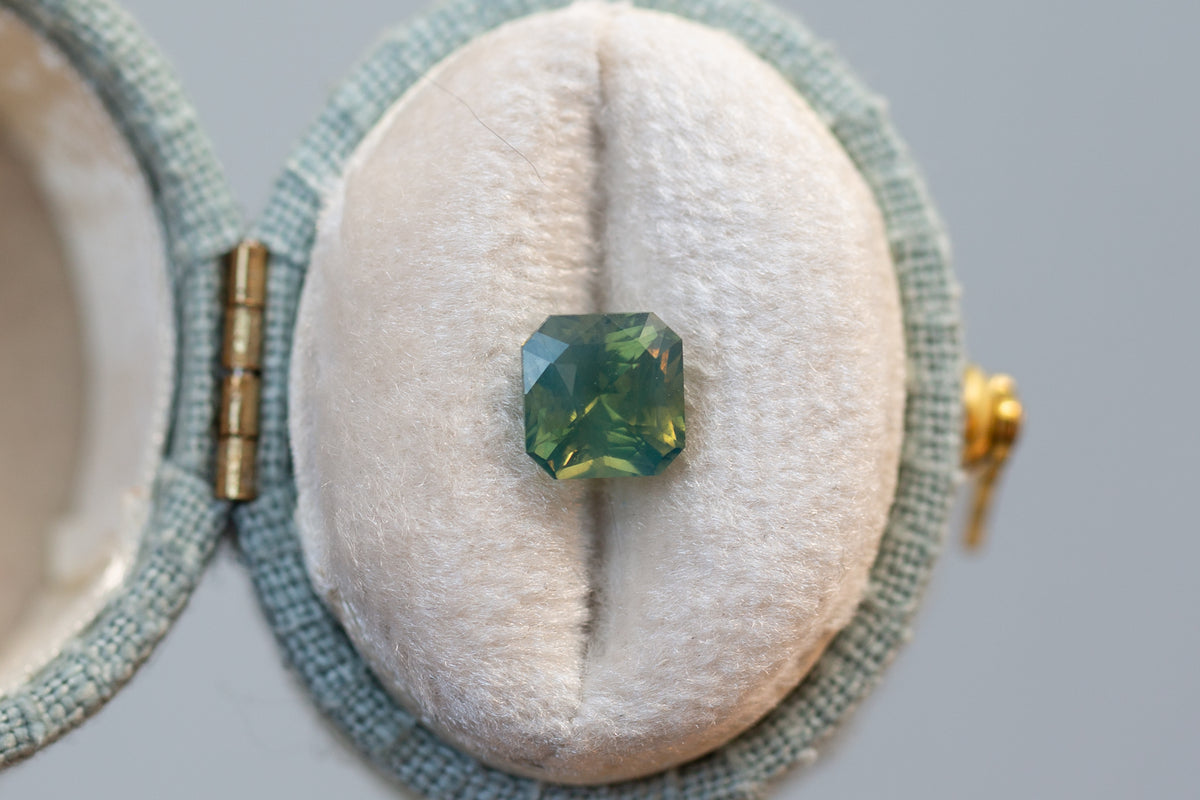 1.53ct Radiant Cut Opalescent Green Yellow Teal Sapphire – Oore Jewelry