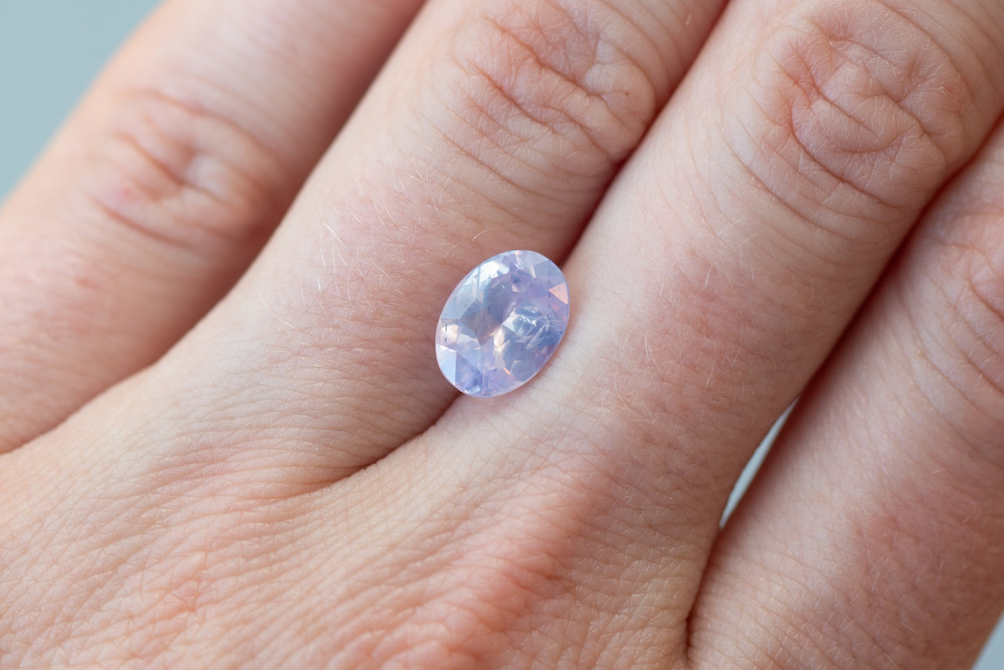 3.01ct Oval Opalescent Light Blush Purple Sapphire