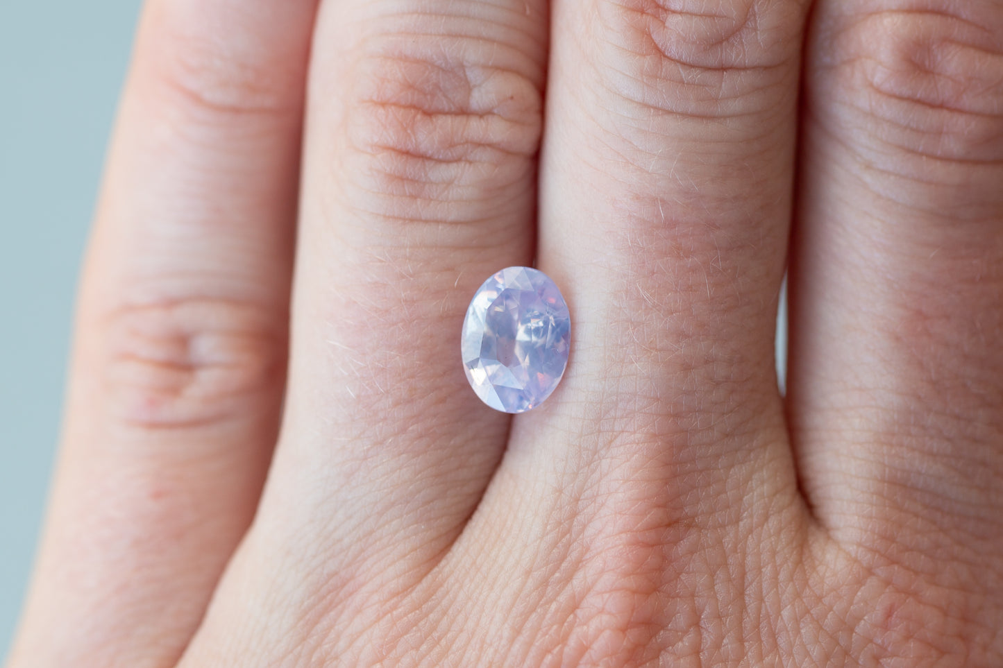 3.01ct Oval Opalescent Light Blush Purple Sapphire