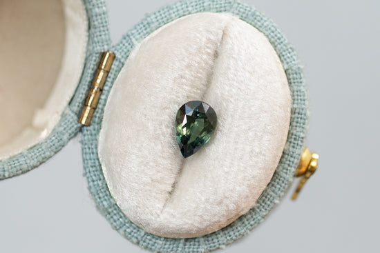 1.11ct Pear Green Teal Sapphire