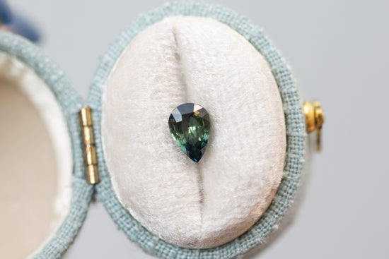 1.11ct Pear Green Teal Sapphire