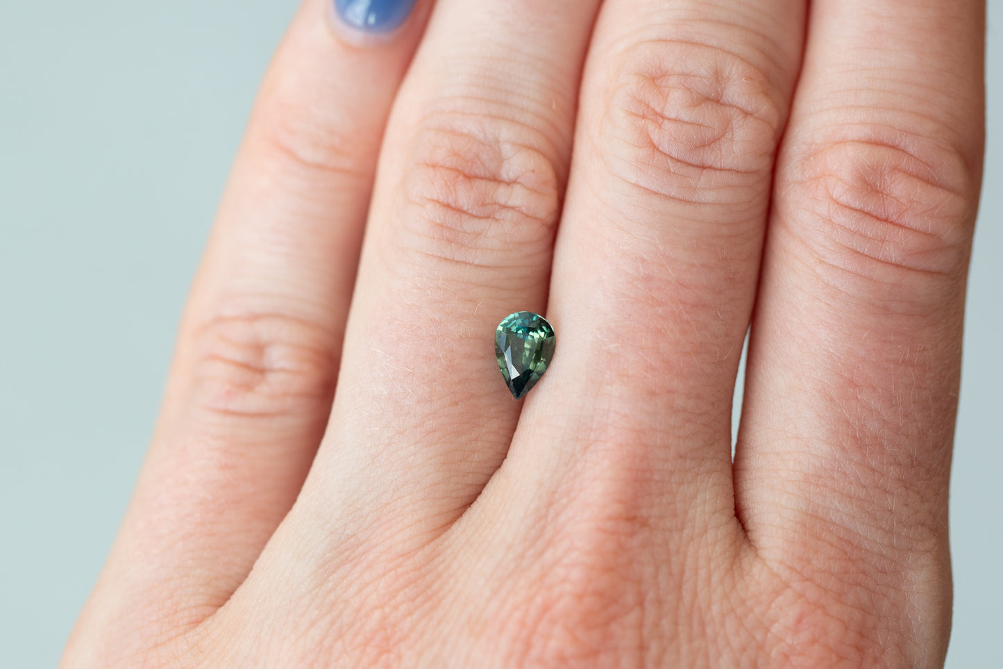 1.11ct Pear Green Teal Sapphire