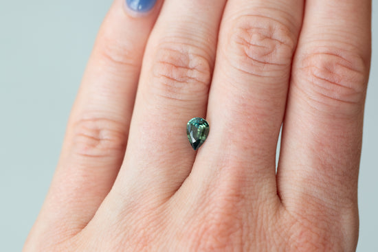 1.11ct Pear Green Teal Sapphire