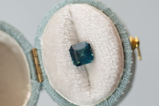 1.55ct Asscher Cut Aqua Teal Sapphire