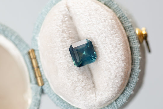 1.55ct Asscher Cut Aqua Teal Sapphire