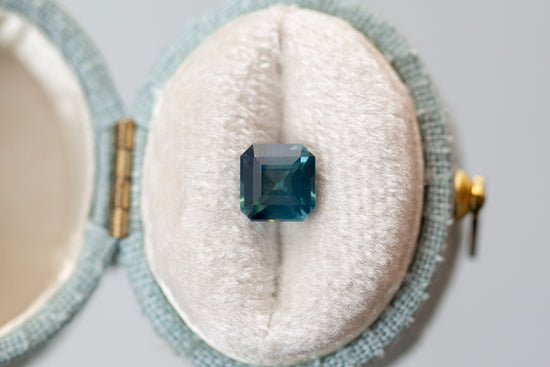 1.55ct Asscher Cut Aqua Teal Sapphire