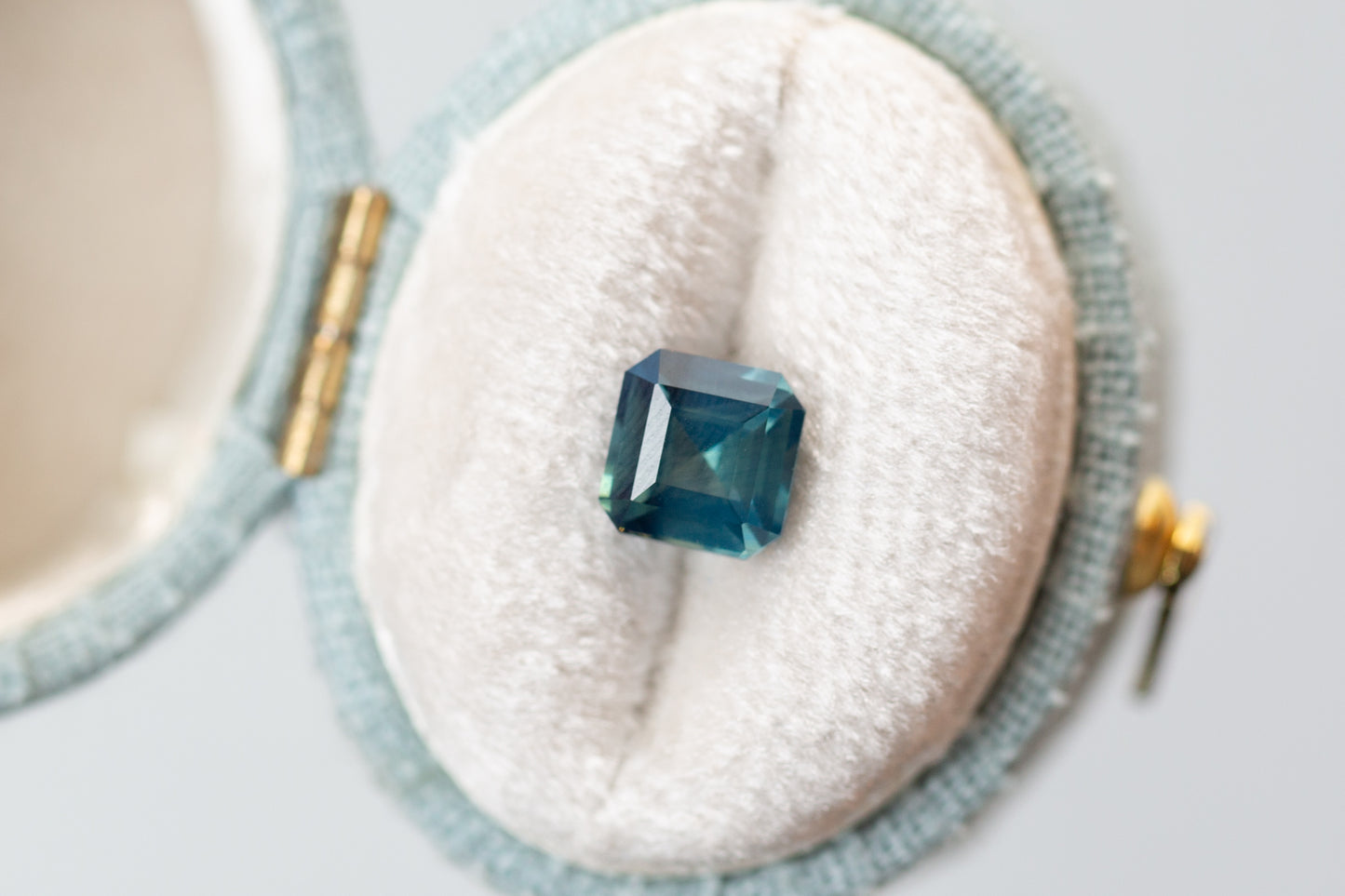 1.55ct Asscher Cut Aqua Teal Sapphire