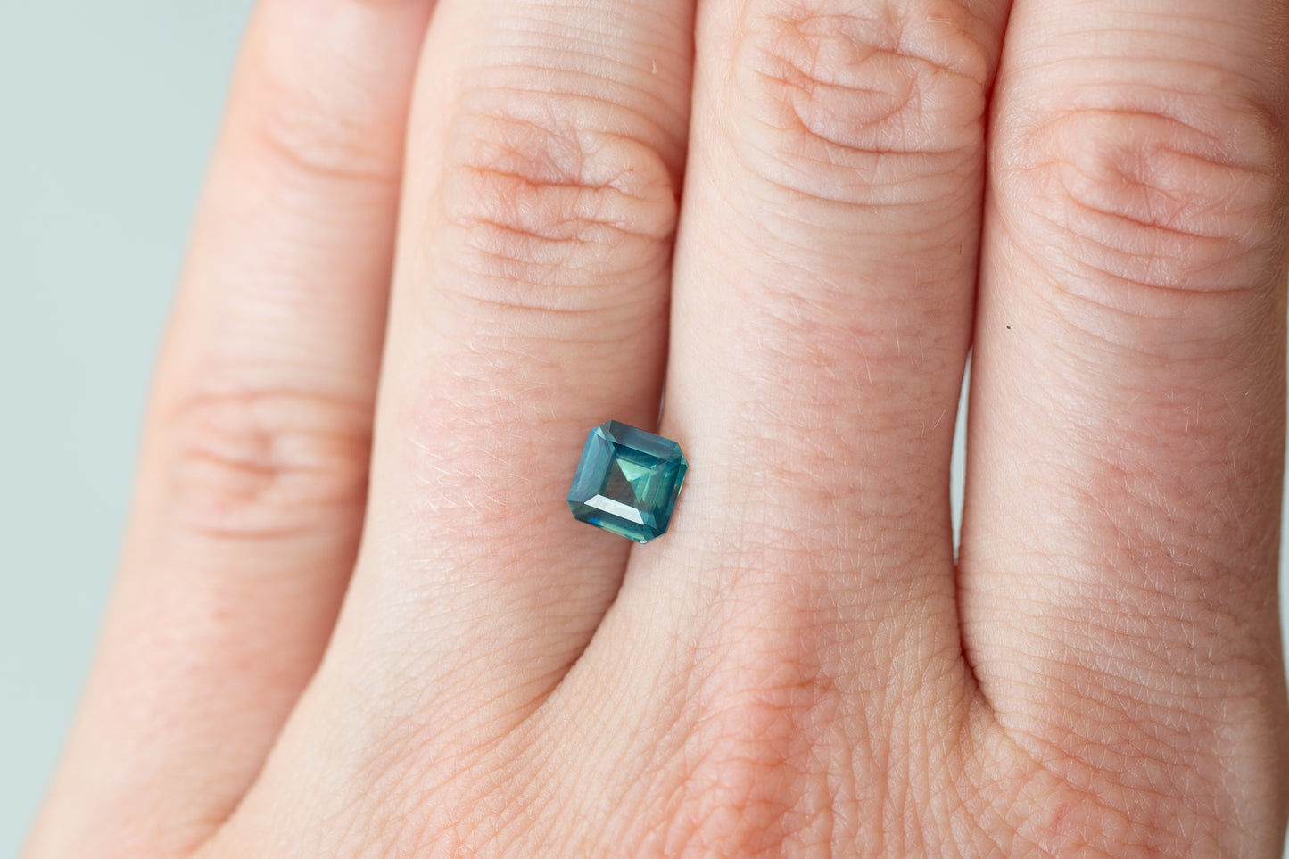 1.55ct Asscher Cut Aqua Teal Sapphire