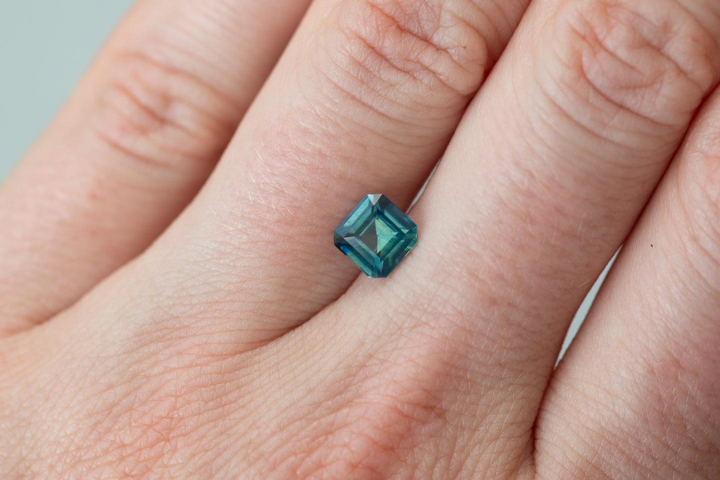 1.55ct Asscher Cut Aqua Teal Sapphire