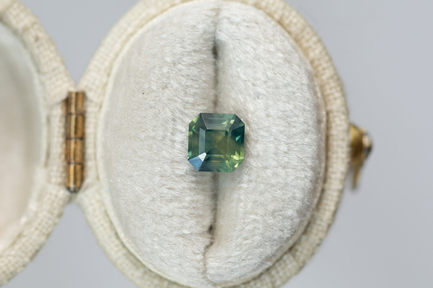 1.26ct Asscher Cut Opalescent Teal Yellow Green Sapphire