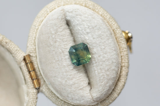 1.26ct Asscher Cut Opalescent Teal Yellow Green Sapphire