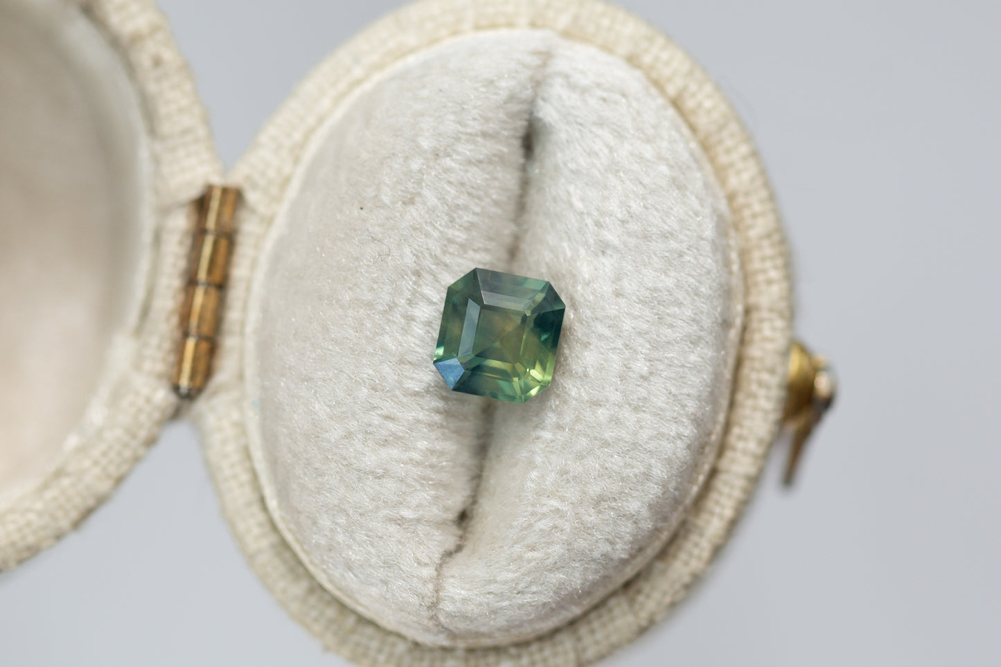 1.26ct Asscher Cut Opalescent Teal Yellow Green Sapphire