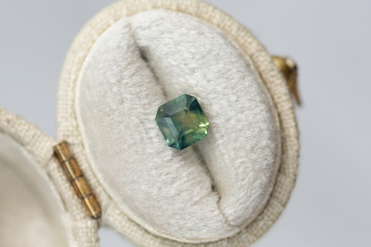 1.26ct Asscher Cut Opalescent Teal Yellow Green Sapphire