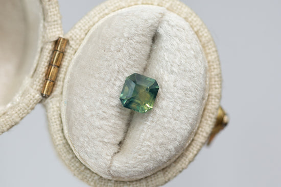 1.26ct Asscher Cut Opalescent Teal Yellow Green Sapphire