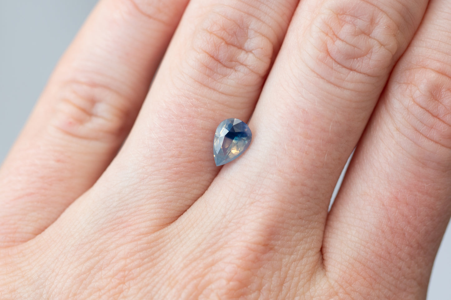 1.60ct Pear Opalescent Blue and Peach Parti Sapphire