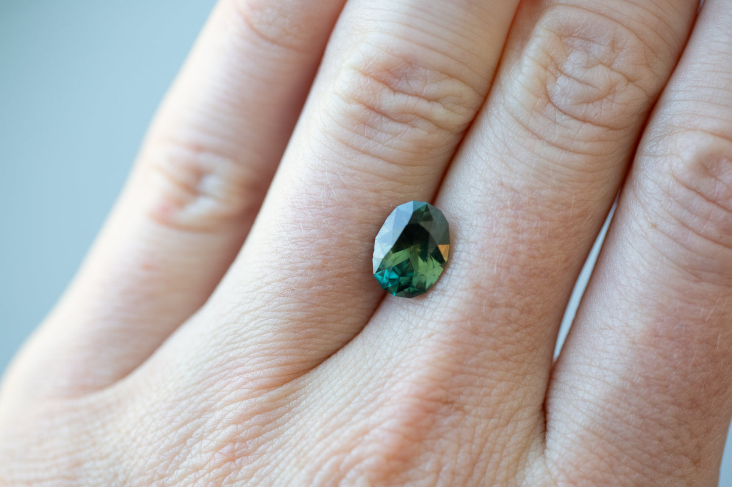 ONHOLD 3.08ct Oval Dark Green Teal Sapphire