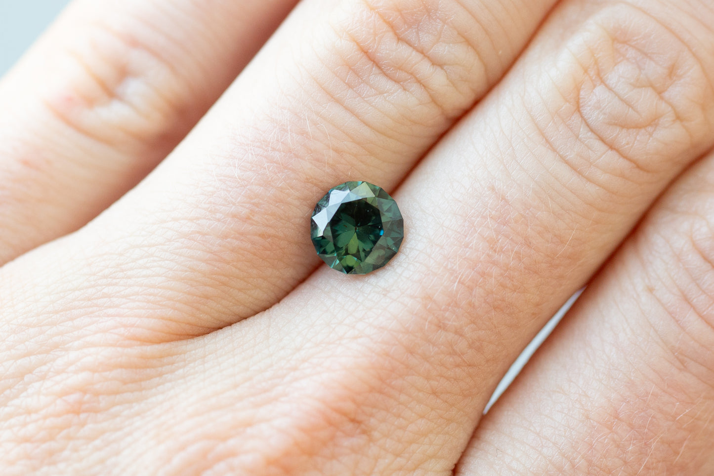 2.07ct Round Dark Green Teal Sapphire