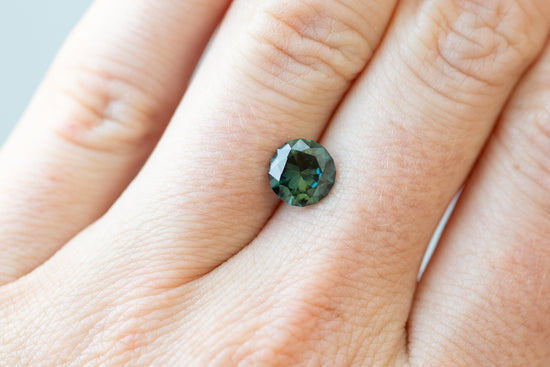 2.07ct Round Dark Green Teal Sapphire