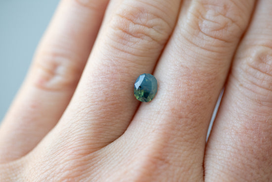 1.29ct Oval Opalescent Blue Green Sapphire