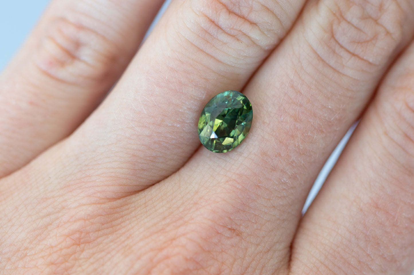 3.80ct Oval Yellow Teal Green Sapphire