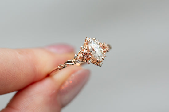 READY TO SHIP - Size 10, 14k Rose Gold Briar Rose Three Stone