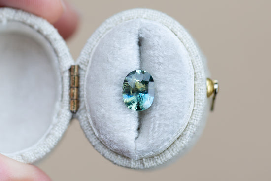 1.98ct Oval Parti Yellow Teal Green Sapphire