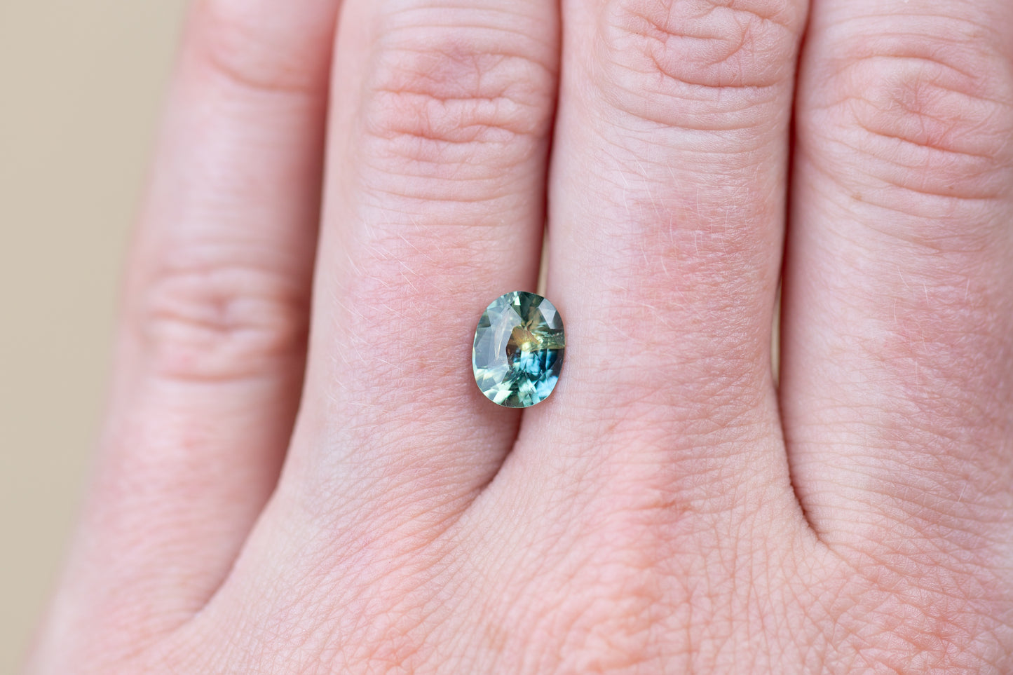 1.98ct Oval Parti Yellow Teal Green Sapphire