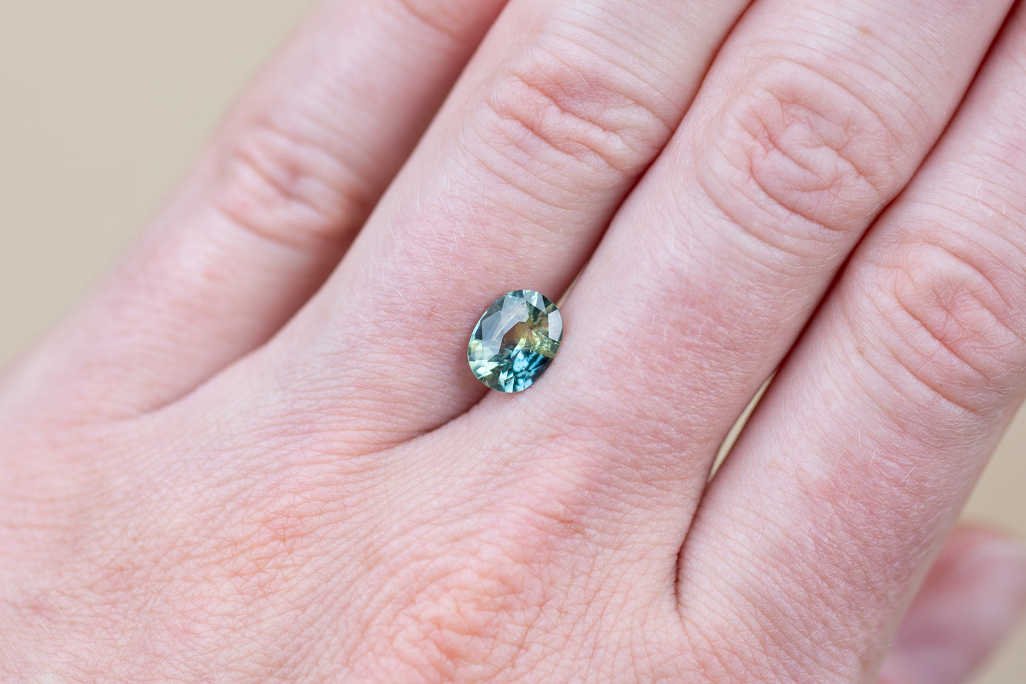 1.98ct Oval Parti Yellow Teal Green Sapphire