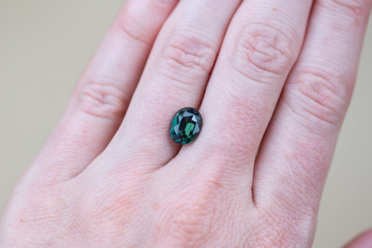 3.52ct Oval Teal Green Sapphire