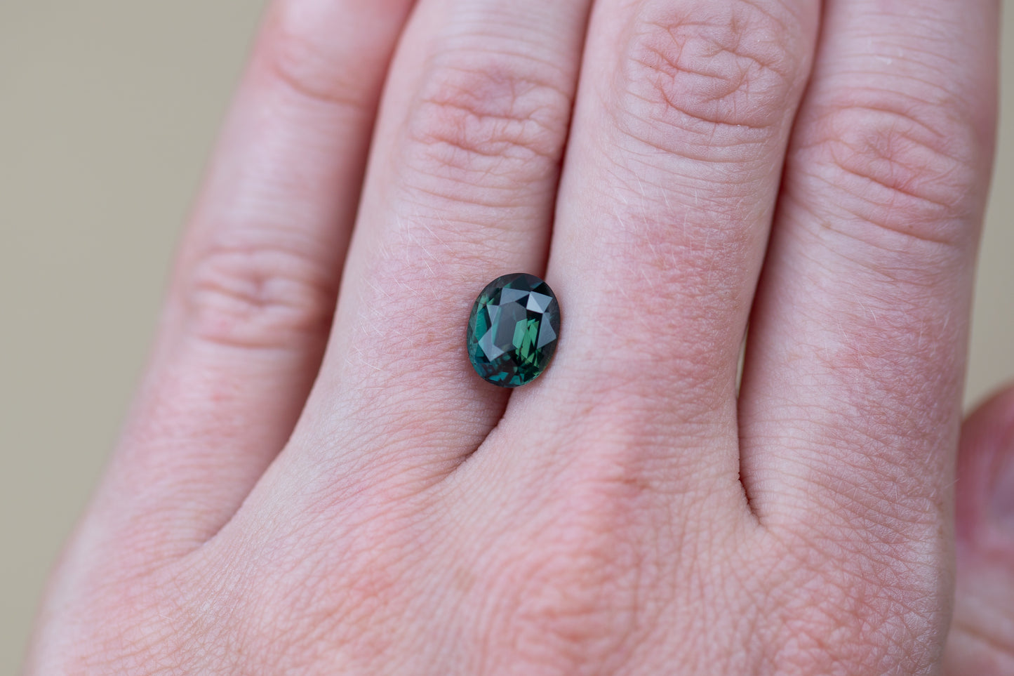 3.52ct Oval Teal Green Sapphire